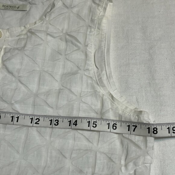 Beatrice B Italy Sleeveless A-Line Dress M White GeoEmbroidered Back Art Print - Picture 5 of 7